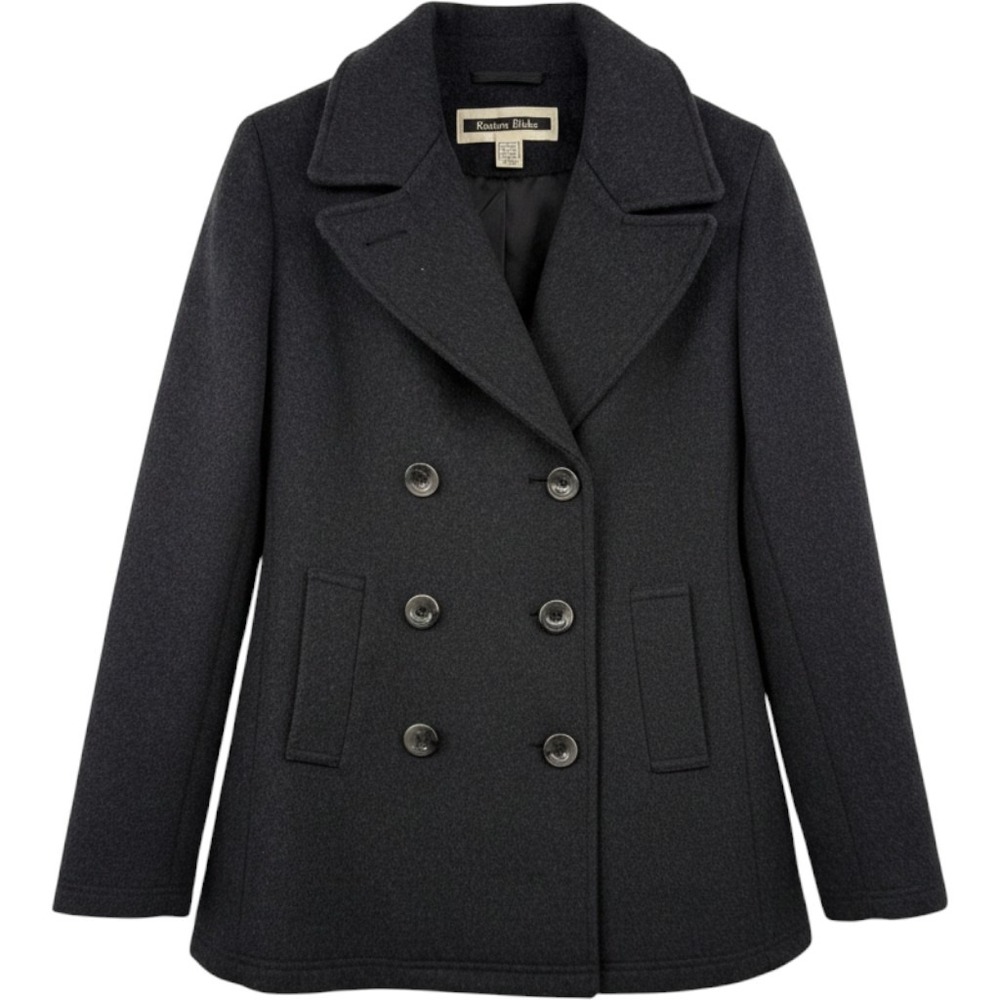 Kristen Blake Australian Wool Pea Coat Women's Small Charcoal Gray Vintage Chic